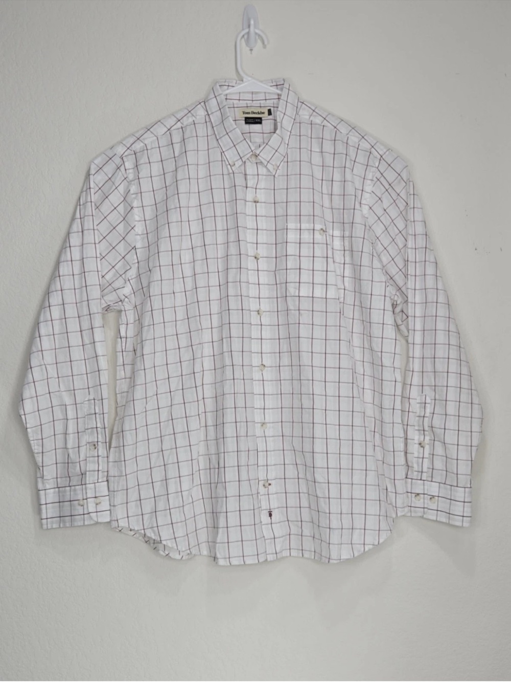 Tom Beckbe Shirt Mens XXL White Check Long Sleeve Button Down Cotton Casual